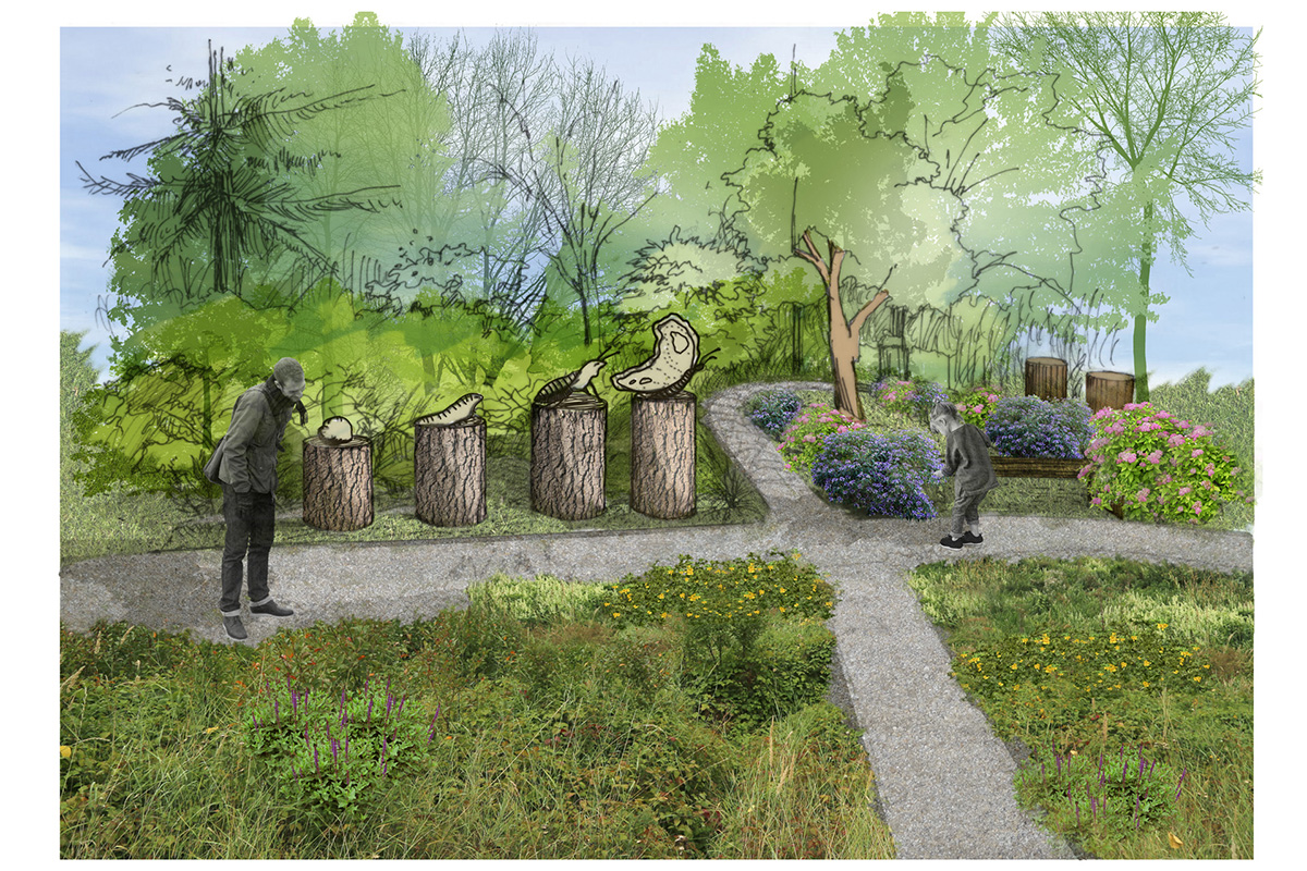 Ekspozycja przyrodnicza przy placu zabaw