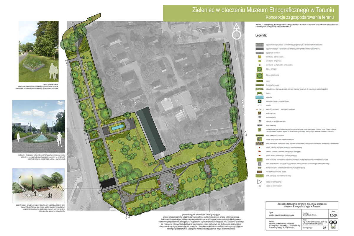 Zagospodarowanie terenów zieleni w otoczeniu Muzeum Etnograficznego w Toruniu